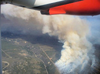 A fire plume viewed from the air