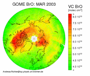 Northern hemisphere BrO from the GOME satellite during spring 2003