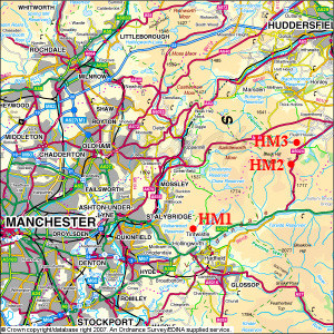Map showing the location of the Holme Moss measurement sites