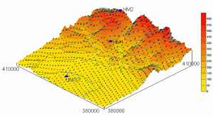 Terrain plot showing some of the Holme Moss measurement sites
