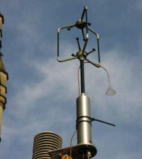 3-d ultrasonic anemometer with inlet for particle spectrometer.