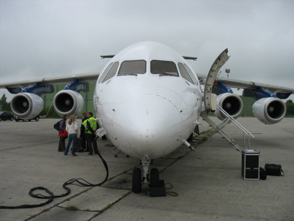 Front view of aircraft on the pad