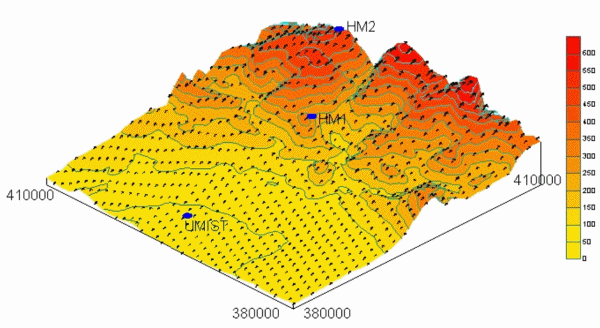 Terrain plot showing Holme Moss measurement sites