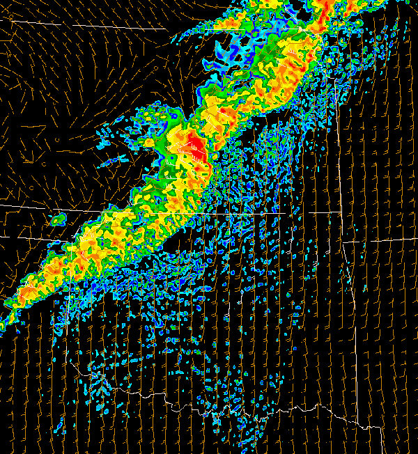 WRF output of a squall line in Oklahoma