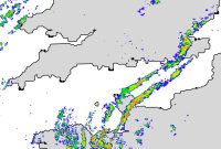 Snow bands over the English Channel