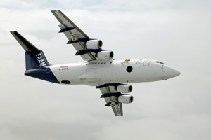 The FAAM BAe146 aircraft in flight, with microphysics instrumentation visible below the wings.
