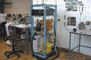 Cloud Particle Imager connected to a cloud chamber during a set of experiments to study the electrification of thunderstorms.
