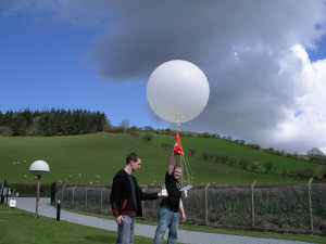 Launching a radiosonde at Aberystwyth during the THAW project in 2009.