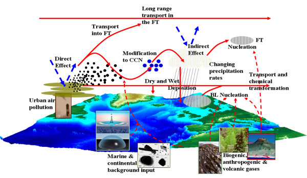 Lifecyle of aerosol in the atmosphere