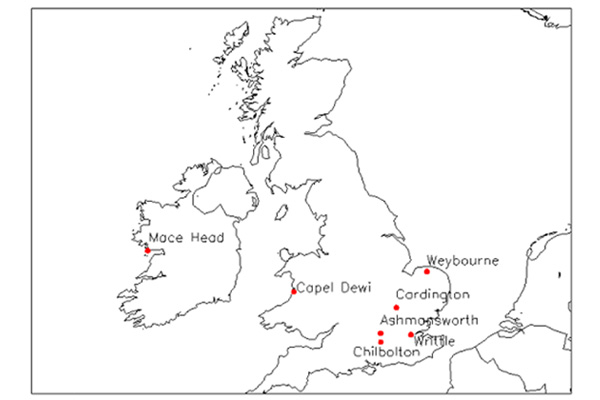 Map showing the deployment of the UFAM wind profiler