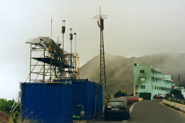 The in cloud measurement site at El Bailadero on Tenerife during the ACE-2 hill cloud project. The site is pictured on one of the days it was not quite in cloud.