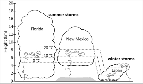 Sketch of electrified thunderstorms