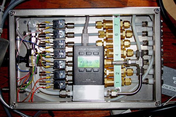 Inside the molecular iodine REA system control box constructed for the RHaMBLe project.