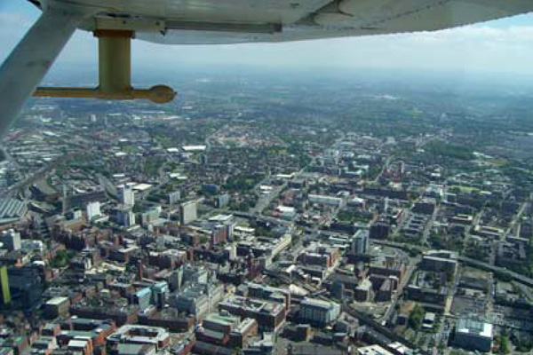 Aerial view from the School's instrumented research aircraft.