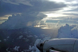 Flying beneath the anvil of a large thunderstorm during the ACTIVE campaign.